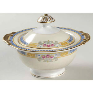 The Hampton Cream Gold Trim Porcelain Floral Sugar Bowl & Lid